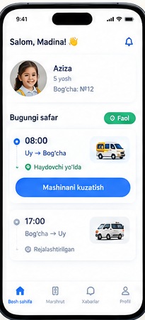Bugungi safarlar ko'rsatilgan bosh sahifa