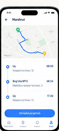 Kundalik marshrut xaritada va vaqtlar bilan